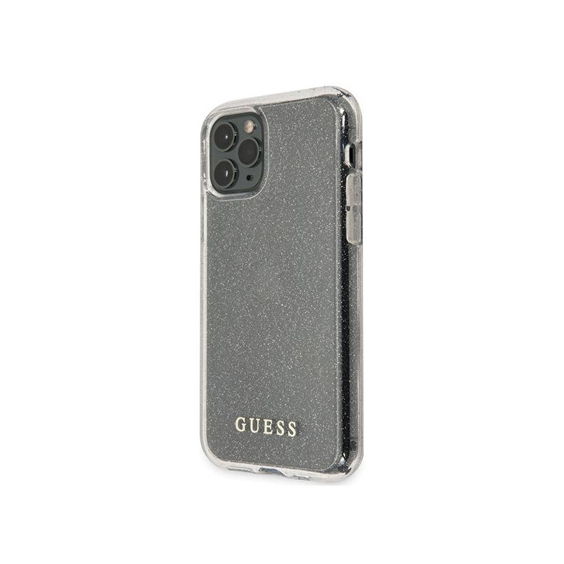 Guess Glitter dėklas iPhone 11 Pro Max - sidabrinis
