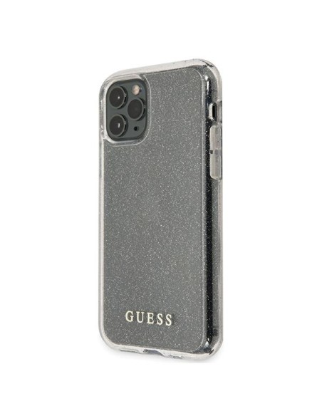 Guess Glitter dėklas iPhone 11 Pro Max - sidabrinis
