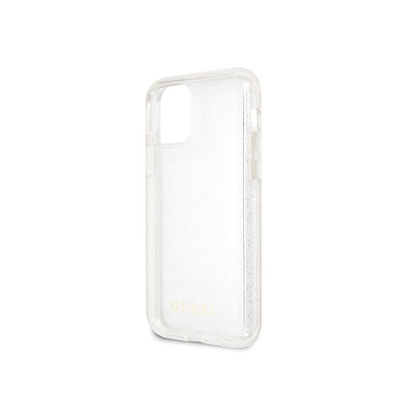 Guess Glitter dėklas iPhone 11 Pro Max - sidabrinis