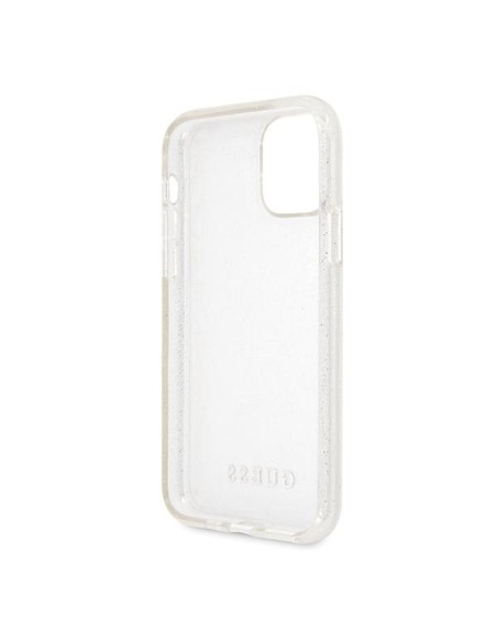Guess Glitter dėklas iPhone 11 Pro Max - sidabrinis