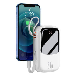 Greito įkrovimo maitinimo blokas 20000mAh 20W QC-PD-SCP-FCP kabelis iPhone Lightning White