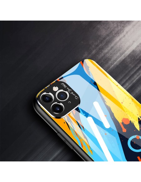 Spalvotas stiklas Dėklo dangtelis grūdintas stiklas su fotoaparato dangteliu, skirtas iPhone 11 Pro Max 2 modeliui