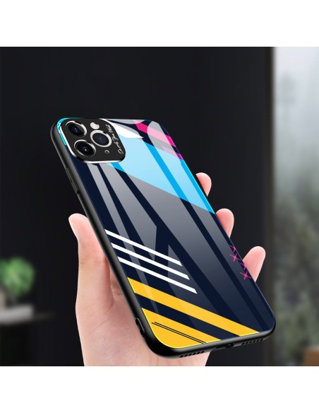 Spalvotas stiklas Dėklo dangtelis grūdintas stiklas su fotoaparato dangteliu, skirtas iPhone 11 Pro Max 2 modeliui