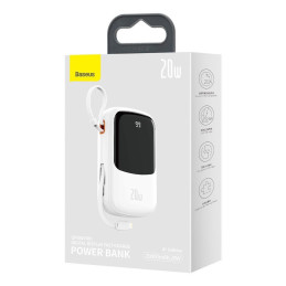 Greito įkrovimo maitinimo blokas 20000mAh 20W QC-PD-SCP-FCP kabelis iPhone Lightning White