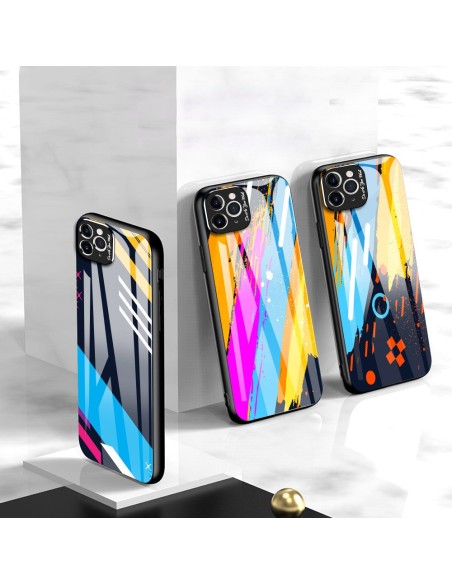 Spalvotas stiklas Dėklo dangtelis grūdintas stiklas su fotoaparato dangteliu, skirtas iPhone 11 Pro Max 2 modeliui