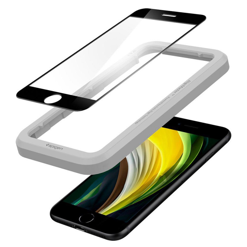 Spigen ALM Glass FC grūdintas stiklas, skirtas iPhone 7/ 8/ SE 2020/ 2022 – juodas