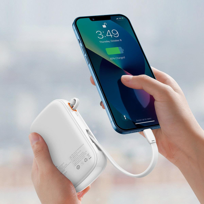 Greito įkrovimo maitinimo blokas 20000mAh 20W QC-PD-SCP-FCP kabelis iPhone Lightning White