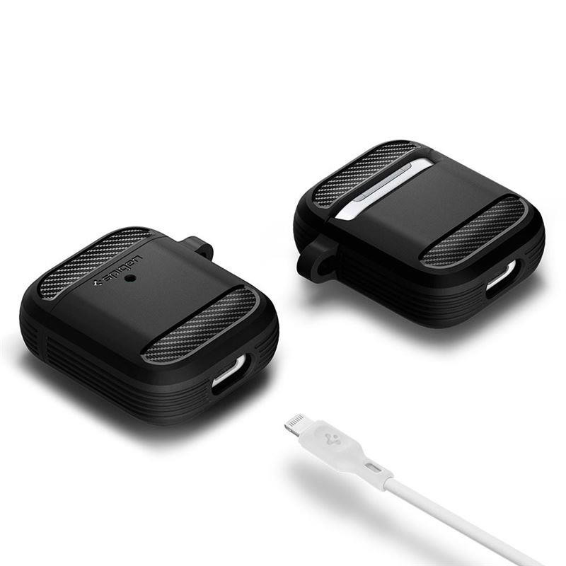 Spigen Rugged Armor dėklas, skirtas Apple AirPods – matinė juoda Spigen Rugged Armor dėklas, skirtas Apple AirPods – matinė juoda