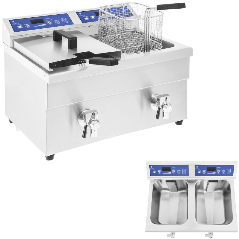 Keptuvė dviguba indukcinė gruzdintuvė 7000W 230V Royal Catering 2x 10L