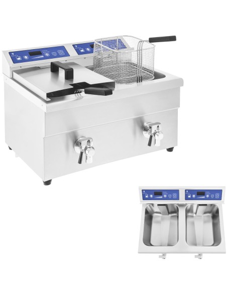 Keptuvė dviguba indukcinė gruzdintuvė 7000W 230V Royal Catering 2x 10L