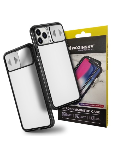 Wozinsky Magnetic Cam Slider Case Magnetic Case 360 Full Cover Glass Screen Camera Protector Huawei P40 Black
