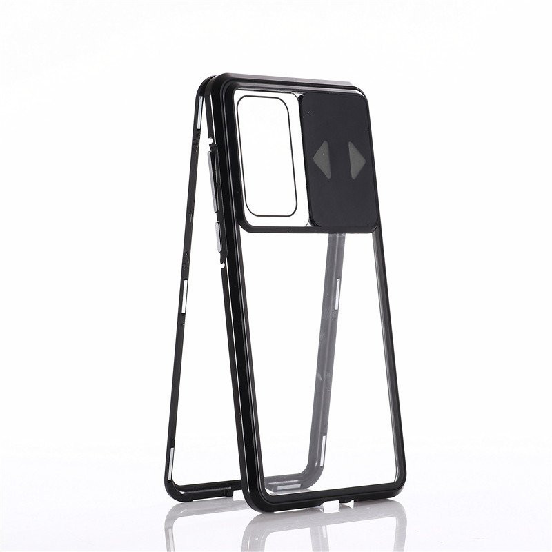 Wozinsky Magnetic Cam Slider Case Magnetic Case 360 Full Cover Glass Screen Camera Protector Huawei P40 Black