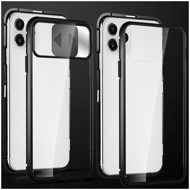 Wozinsky Magnetic Cam Slider Case Magnetic Case 360 Full Cover Glass Screen Camera Protector Huawei P40 Black