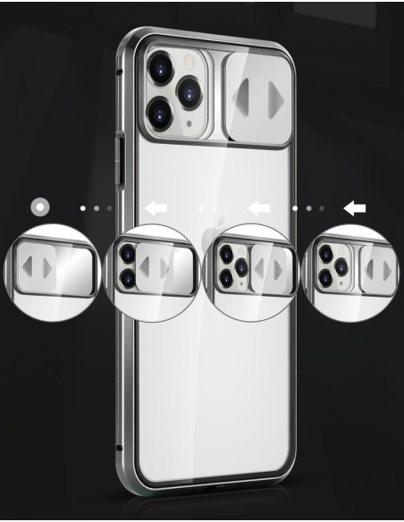 Wozinsky Magnetic Cam Slider Case Magnetic Case 360 Full Cover Glass Screen Camera Protector Huawei P40 Black