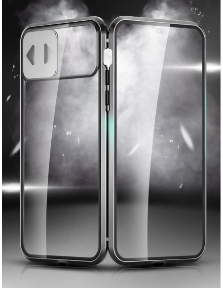 Wozinsky Magnetic Cam Slider Case Magnetic Case 360 Full Cover Glass Screen Camera Protector Huawei P40 Black