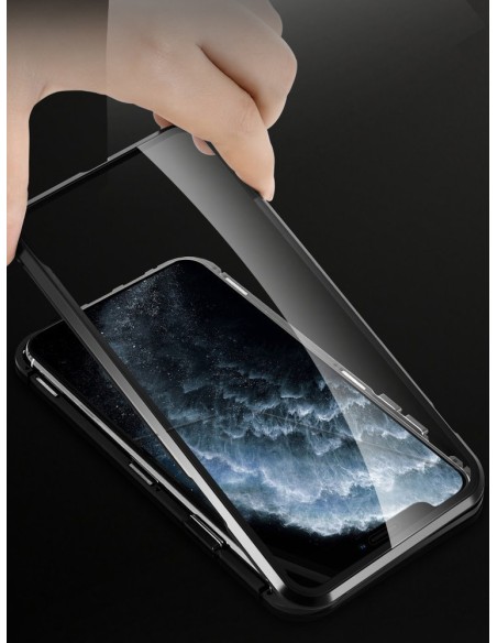 Wozinsky Magnetic Cam Slider Case Magnetic Case 360 Full Cover Glass Screen Camera Protector Huawei P40 Black