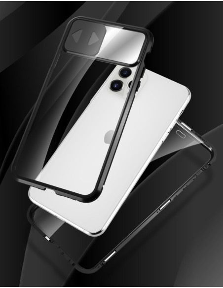 Wozinsky Magnetic Cam Slider Case Magnetic Case 360 Full Cover Glass Screen Camera Protector Huawei P40 Black