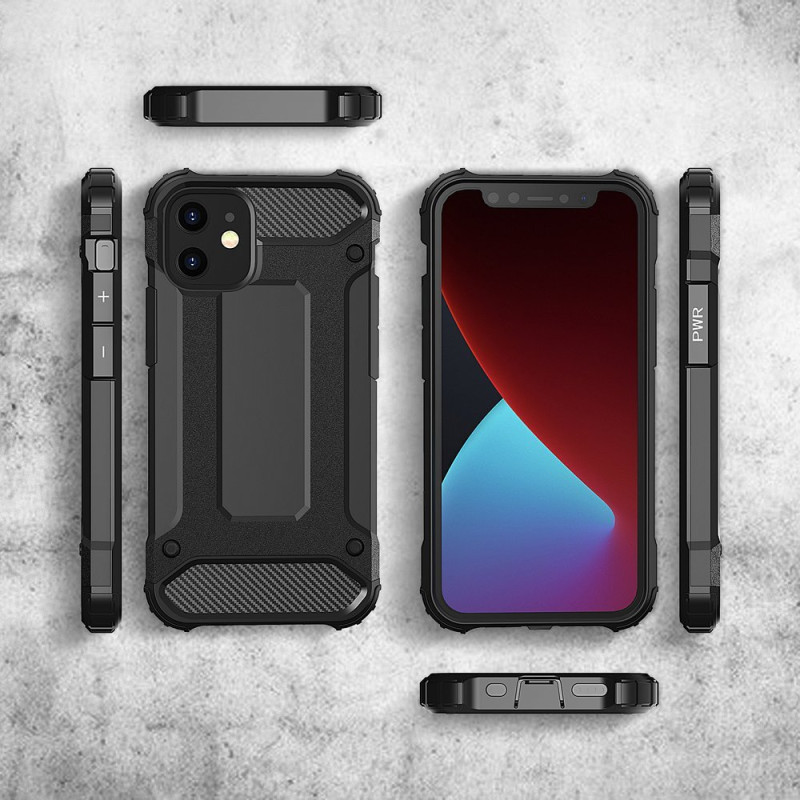Hybrid Armor šarvuotas hibridinis dėklo dangtelis iPhone 12 Pro Max juodas