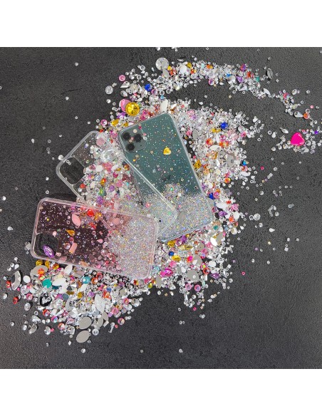 Wozinsky Star Glitter blizgus dėklo dangtelis su blizgučiais iPhone 12 Pro Max rožine spalva