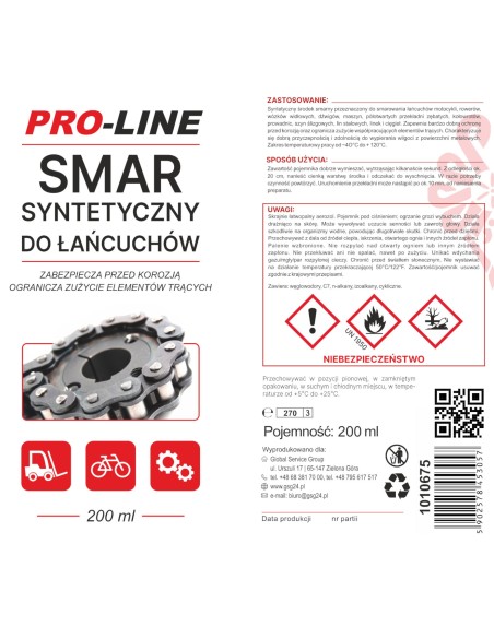 Sintetinis grandinių lubrikantas PRO-LINE purškiamas 200ml Sintetinis grandinių lubrikantas PRO-LINE purškiamas 200ml