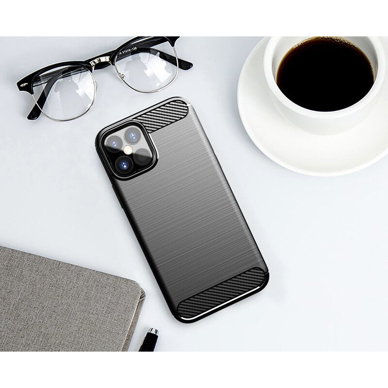 Carbon Case lankstus dangtelis iPhone 12 Pro Max juodas