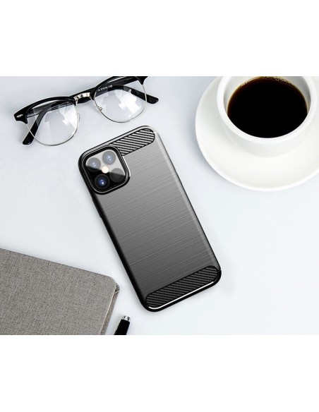 Carbon Case lankstus dangtelis iPhone 12 Pro Max juodas Carbon Case lankstus dangtelis iPhone 12 Pro Max juodas