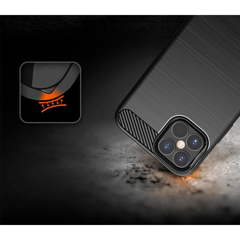 Carbon Case lankstus dangtelis iPhone 12 Pro Max juodas