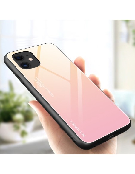 Gradient Glass dėklas, dangtelis, grūdinto stiklo perdanga, iPhone 12 mini, rožinė