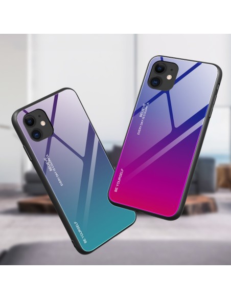 Gradient Glass dėklas, dangtelis, grūdinto stiklo perdanga, iPhone 12 mini, rožinė