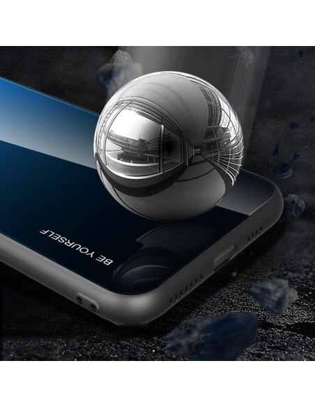 Gradient Glass dėklas, dangtelis, grūdinto stiklo perdanga, iPhone 12 mini, rožinė