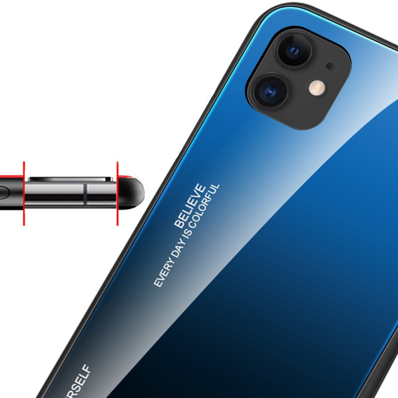 Gradient Glass dėklas, dangtelis, grūdinto stiklo perdanga, iPhone 12 mini, rožinė