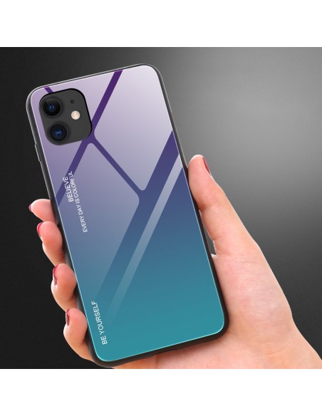 Gradient Glass dėklas, dangtelis, grūdinto stiklo perdanga, iPhone 12 mini, juoda ir raudona