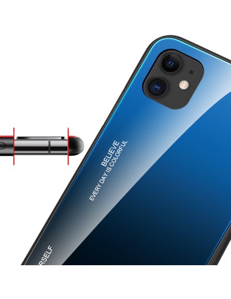 Gradient Glass dėklas, dangtelis, grūdinto stiklo perdanga, iPhone 12 mini, juoda ir raudona