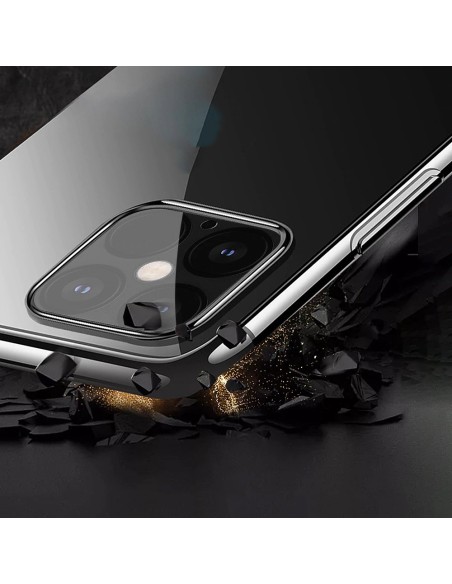 Clear Color dėklas, gelio dangtelis, dėklas su metaliniu rėmeliu iPhone 12 Pro Max, juodas