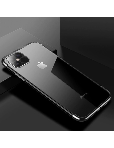 Clear Color dėklas, gelio dangtelis, dėklas su metaliniu rėmeliu iPhone 12 Pro Max, juodas