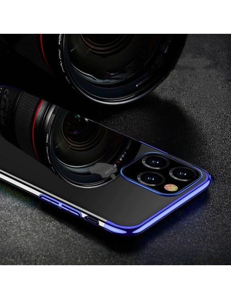 Clear Color dėklas, gelio dangtelis, dėklas su metaliniu rėmeliu iPhone 12 Pro Max, mėlynas Clear Color dėklas, gelio dangtelis, dėklas su metaliniu rėmeliu iPhone 12 Pro Max, mėlynas