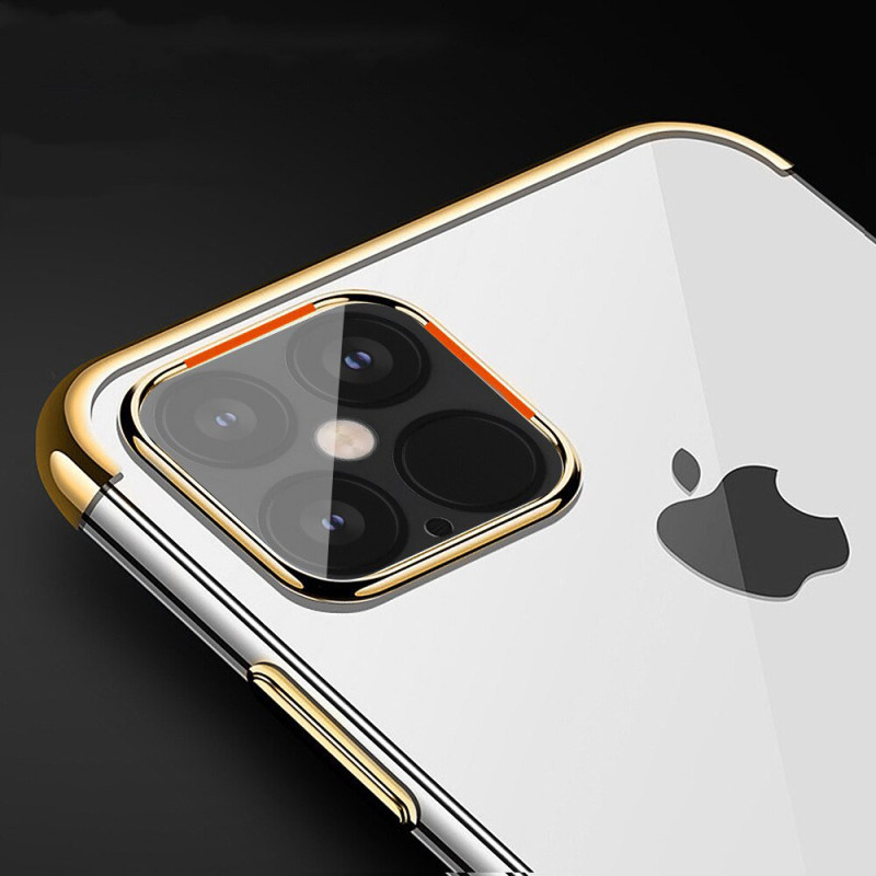 Clear Color dėklas, gelio dangtelis, dėklas su metaliniu rėmeliu iPhone 12 Pro Max, mėlynas