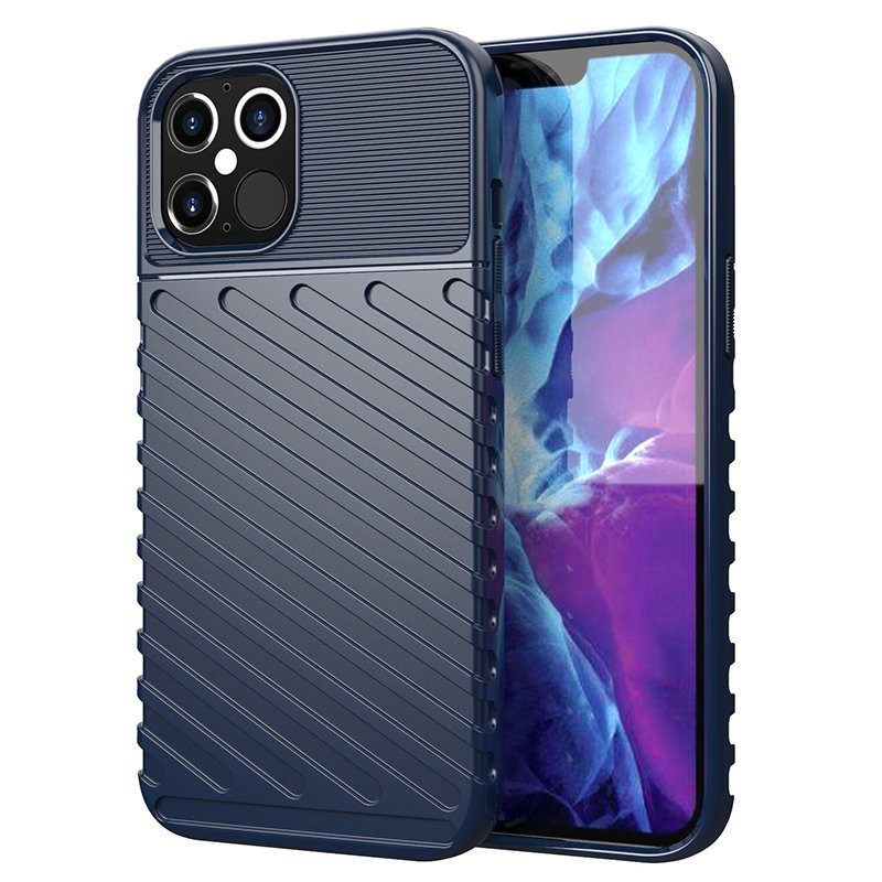 Thunder Case, lankstus šarvuotas dėklas, dangtelis iPhone 12 Pro Max, mėlynas