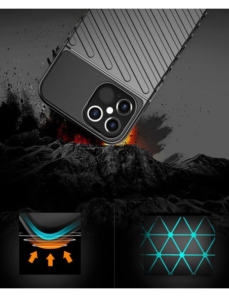 Thunder Case, lankstus šarvuotas dėklas, dangtelis iPhone 12 Pro Max, mėlynas Thunder Case, lankstus šarvuotas dėklas, dangtelis iPhone 12 Pro Max, mėlynas