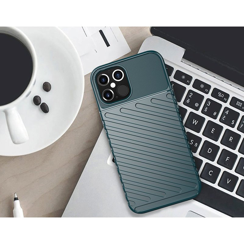 Thunder Case, lankstus šarvuotas dėklas, dangtelis iPhone 12 Pro Max, mėlynas