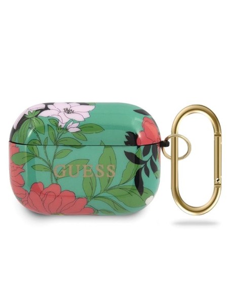 Guess N.1 Flower Collection dėklas, skirtas AirPods Pro – žalias