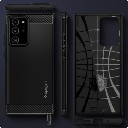 Spigen Rugged Armor dėklas, skirtas Samsung Galaxy Note 20 Ultra - matinė juoda