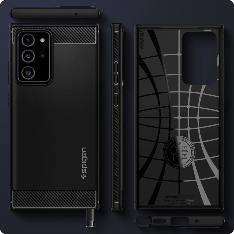 Spigen Rugged Armor dėklas, skirtas Samsung Galaxy Note 20 Ultra - matinė juoda
