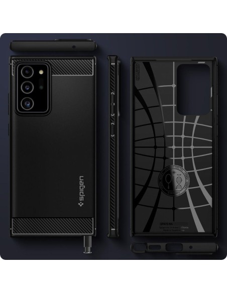 Spigen Rugged Armor dėklas, skirtas Samsung Galaxy Note 20 Ultra - matinė juoda Spigen Rugged Armor dėklas, skirtas Samsung Galaxy Note 20 Ultra - matinė juoda