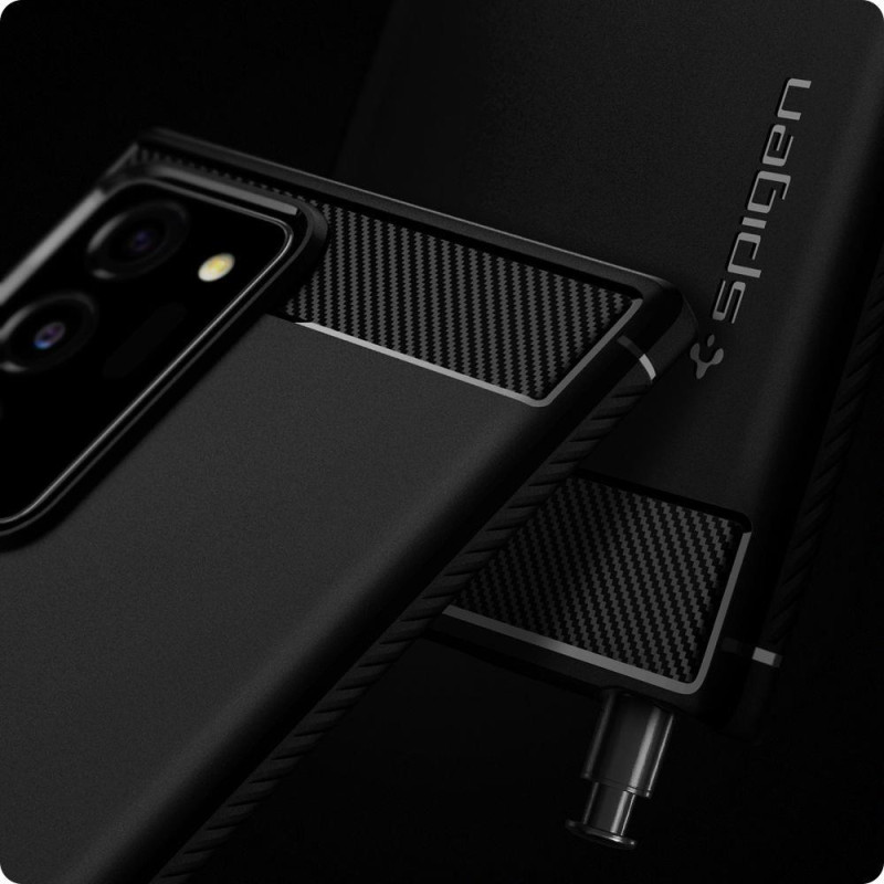 Spigen Rugged Armor dėklas, skirtas Samsung Galaxy Note 20 Ultra - matinė juoda