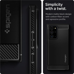 Spigen Rugged Armor dėklas, skirtas Samsung Galaxy Note 20 Ultra - matinė juoda