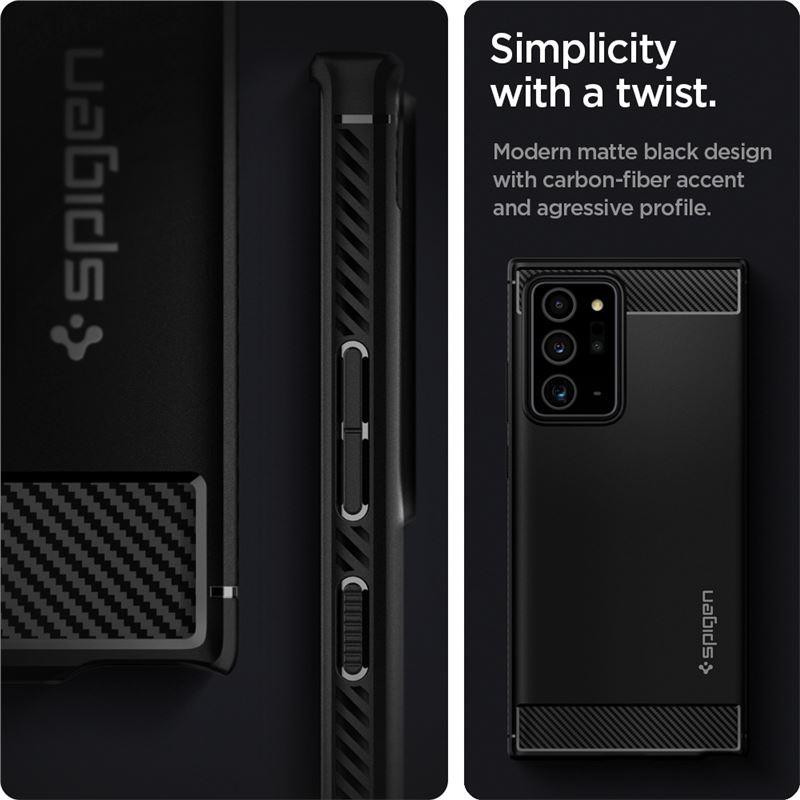 Spigen Rugged Armor dėklas, skirtas Samsung Galaxy Note 20 Ultra - matinė juoda