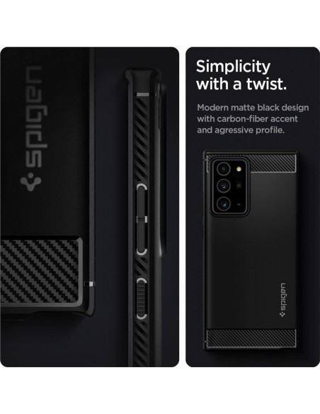 Spigen Rugged Armor dėklas, skirtas Samsung Galaxy Note 20 Ultra - matinė juoda Spigen Rugged Armor dėklas, skirtas Samsung Galaxy Note 20 Ultra - matinė juoda