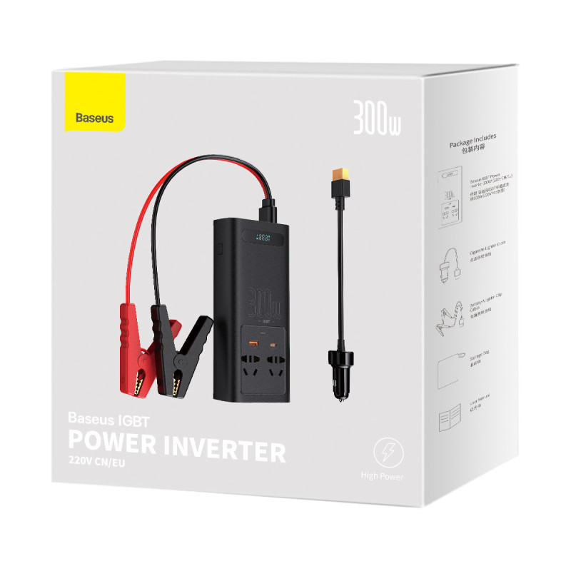 Automobilio įtampos keitiklis 12V - 220V IGBT 300W (CN/EU kištukas) juodas