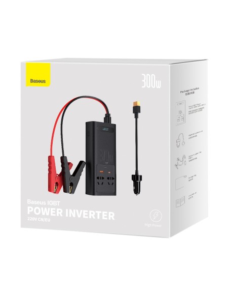 Automobilio įtampos keitiklis 12V - 220V IGBT 300W (CN/EU kištukas) juodas Automobilio įtampos keitiklis 12V - 220V IGBT 300W (CN/EU kištukas) juodas